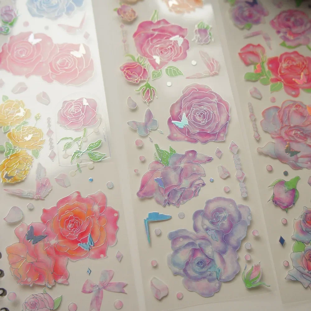 

3 Sheet Silver Fish Watercolor Flower Jellyfish Whale PVC Sticker Design Gift Tag Seal Decoration Scrapbooking DIY Sticker