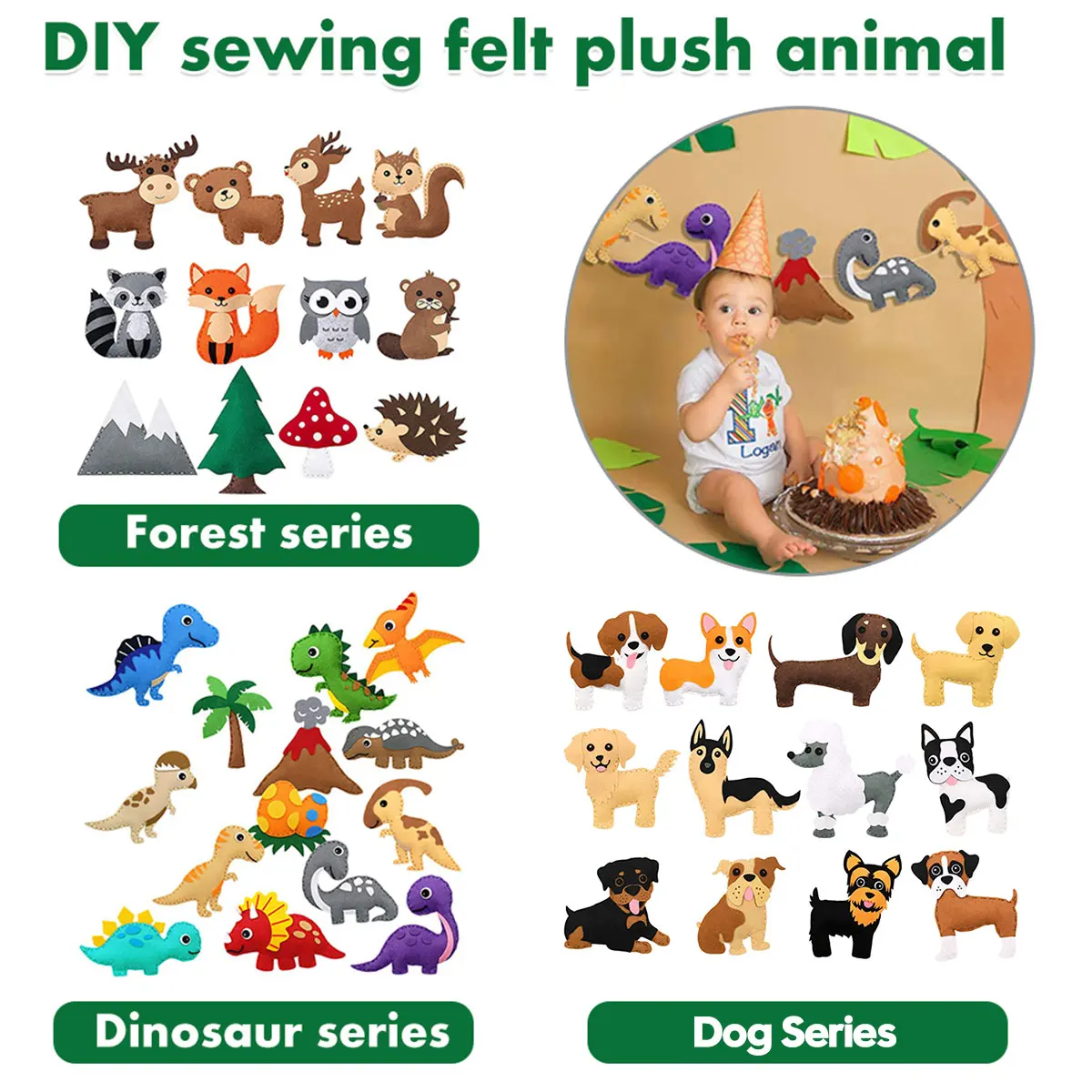Animals Sewing Kit Woodland/Polar Animals Craft Kit Ocean Animals Mermaid DIY Felt Craft Kit Sewing Felt Toy for Kids Aged 3-12