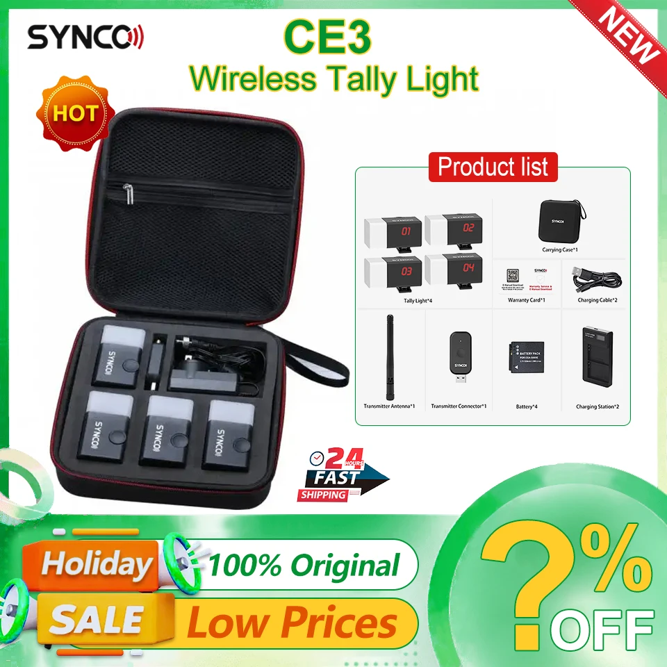 Synco CE3 Wireless Tally Light Signal Light For Camera Broadcast Switcher Live Streaming Transmitter with Battery Tally lamp