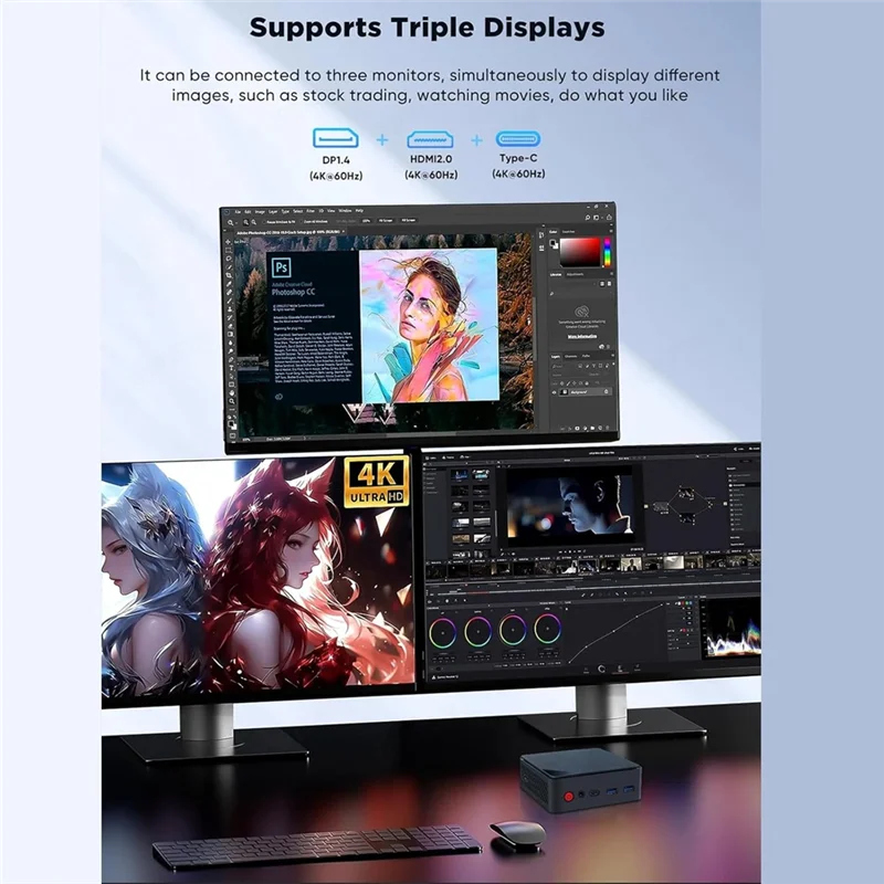 Mini computadora Terminal en la nube 2,5G Red dual Oficina Gaming Host Vice PC pequeña 8+ 128+ Wifi Enchufe de la UE