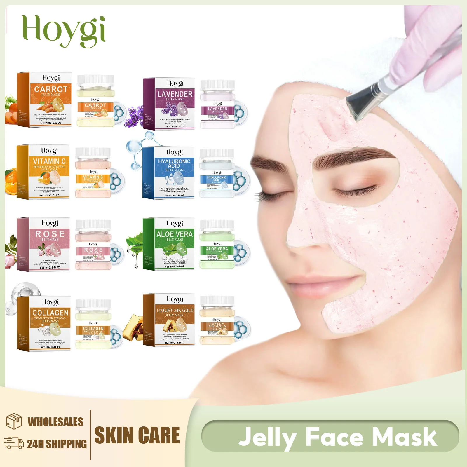 Jelly Mask Powder Hydrating Rose 24k Gold Soft SPA Nourishing Moisturize Peel OFF Facial Revitalizing Crystal DIY Facial Mask