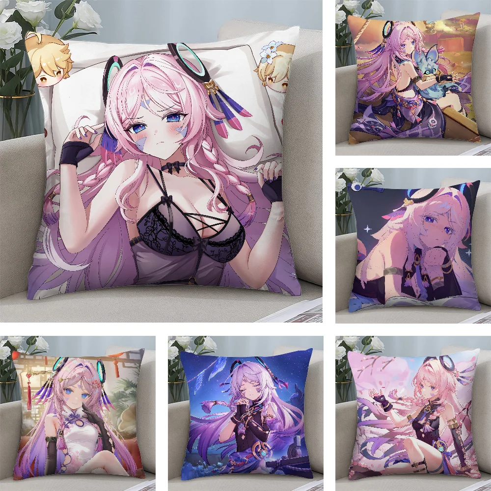 

Genshin Impact Citlali Pillow Case Short Plush Pillow Covers Sofa Decorative Gift Home Double-sided Printing Cushion Cover