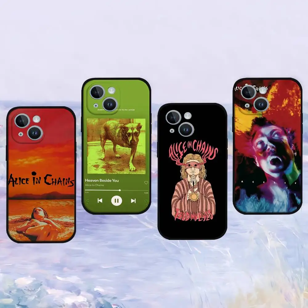 Band H-Alice In Chains-W Schwarze Handyhülle, die für iPhone 17,16,15,11,13,14 Pro Max,Plus,X,Xr,Xs Max,13Mini geeignet ist.