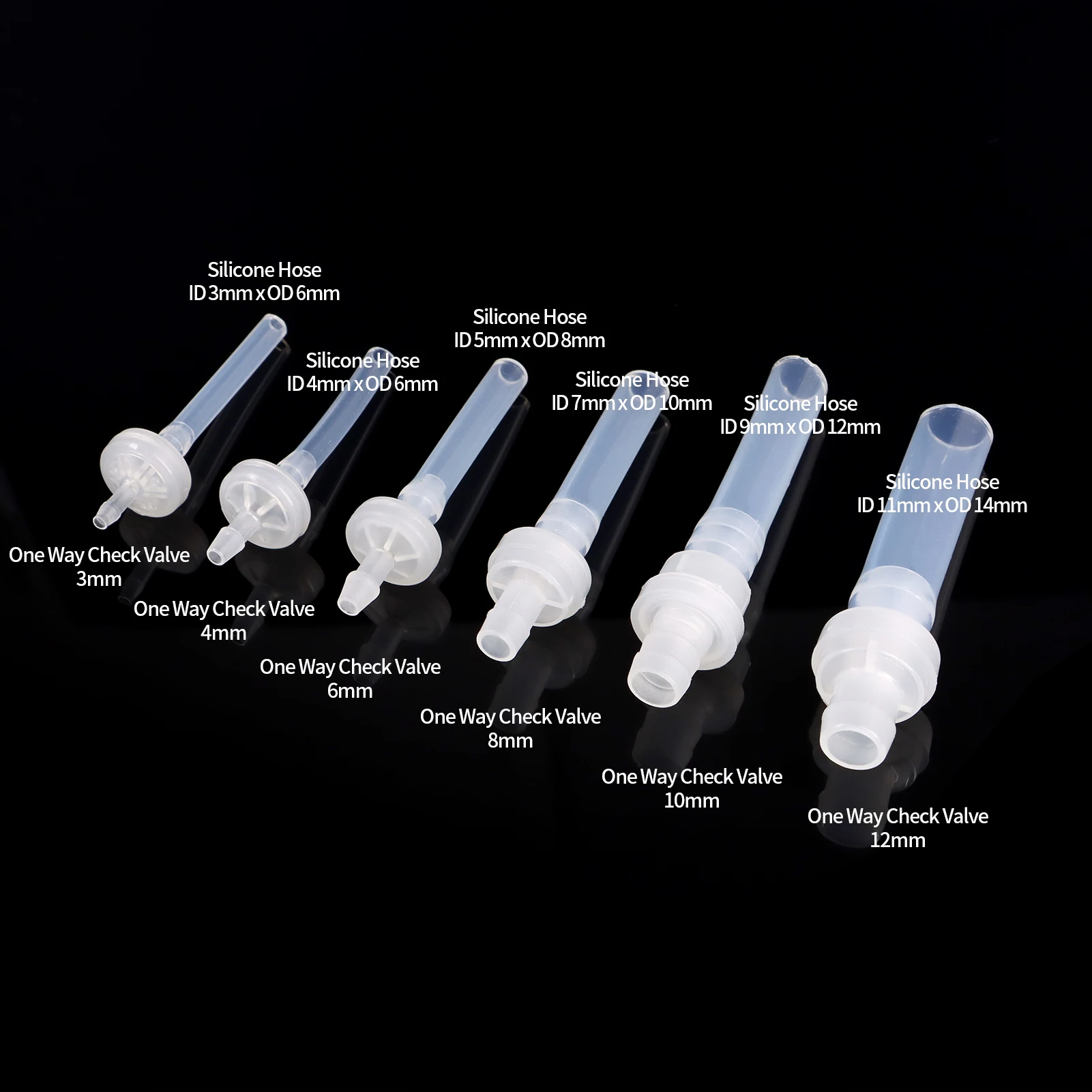 Picture 3: Plastic One-Way Non-Return Pagoda Inline Fluids Check Valve for Fuel Gas Liquid Ozone-Resistant Water Stop 3 4 6 8 10 12mm 1pcs
