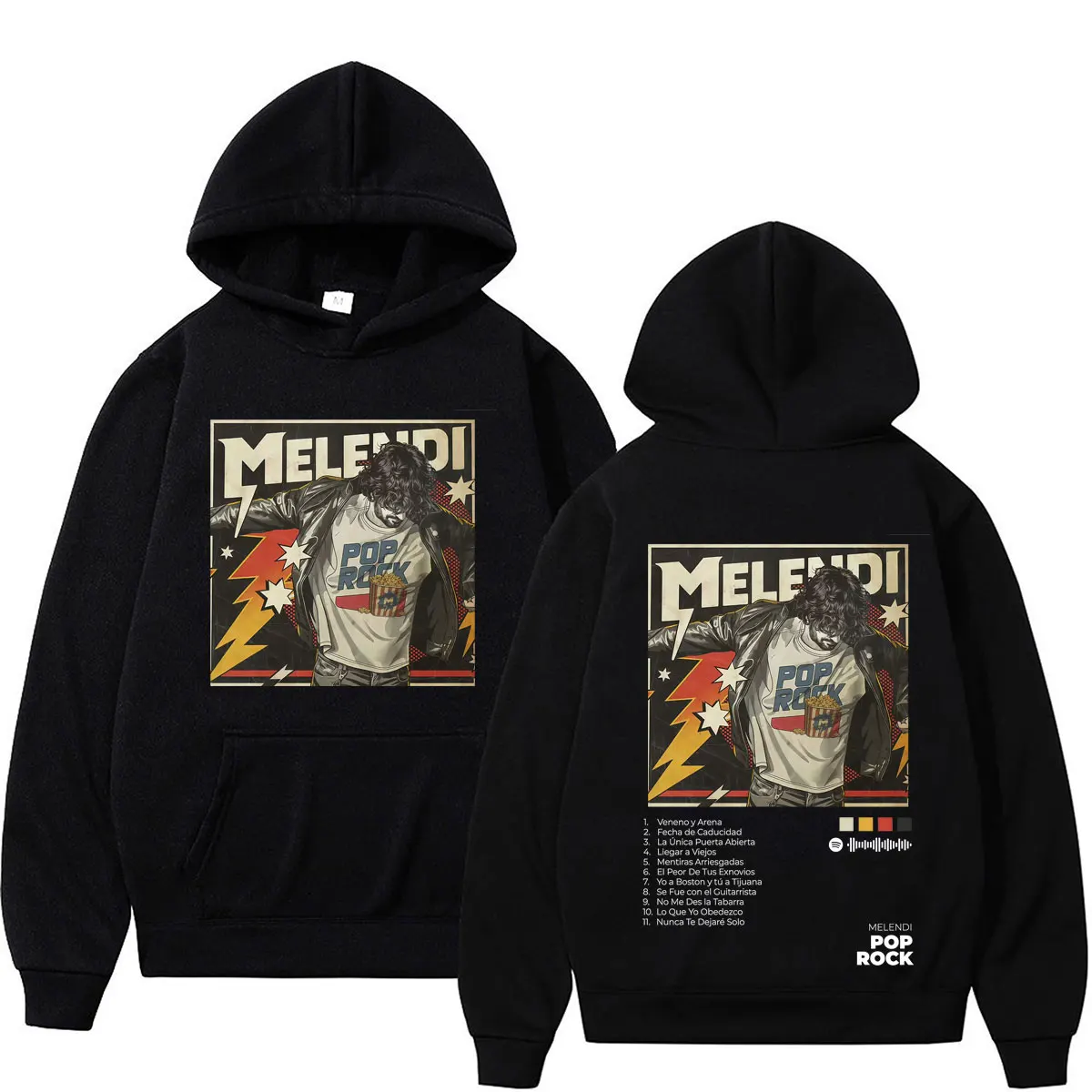 Rapper Melendi Pop Rock Album Tour 2026 Print Hoodie Herren Damen Hip-Hop Vintage Sweatshirt Langarm Locker Lässiger Pullover – Detail 2