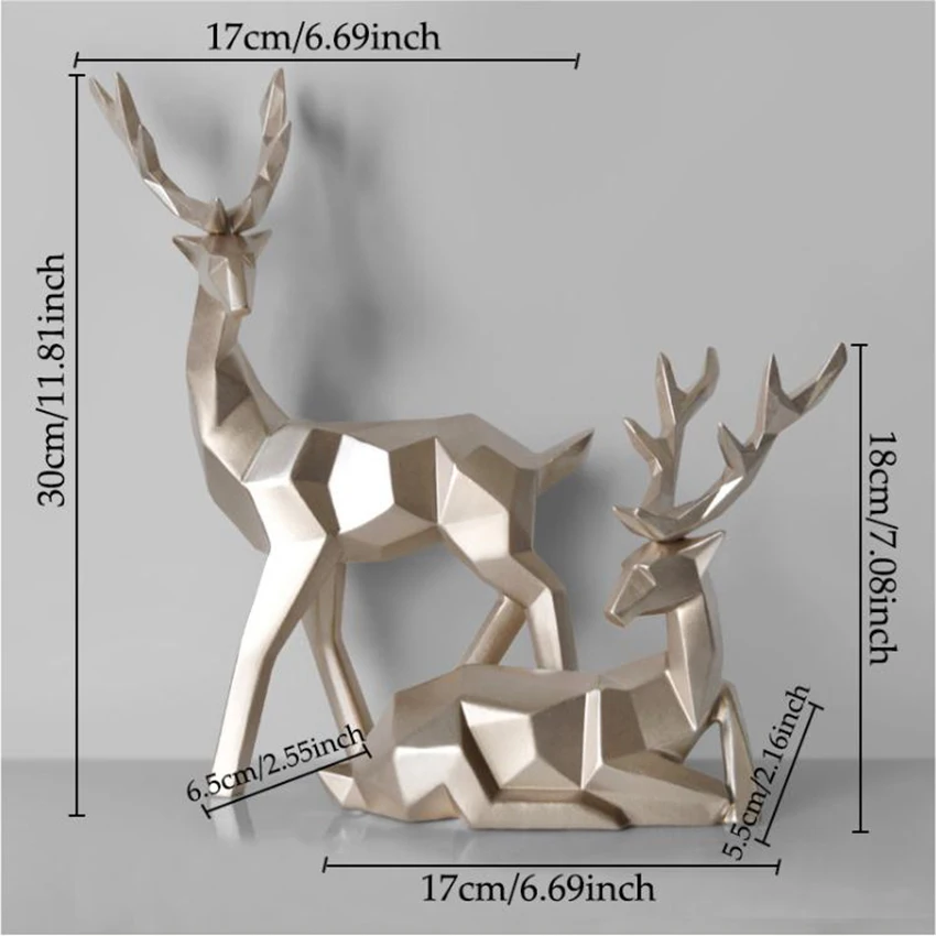 Resin Deer Statue Home Decor Figurines Reindeer Sculpture White Deers Decor Office Home Living Room Decoration Tabletop