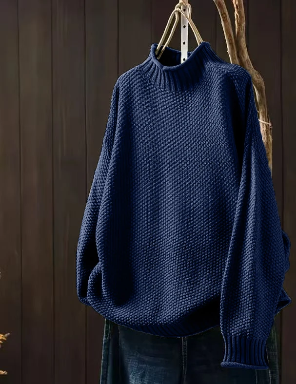 Damen-Pullover mit halbem Rollkragen und langen Ärmeln in Übergröße (Freizeitkleidung) ​ – Detail 3