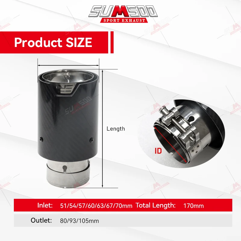 1pcs ER ER Exhaust Tip car accessories Carbon Fiber nozzles pipe for BMW Modify stainless Muffler Tail Tips Upgrade