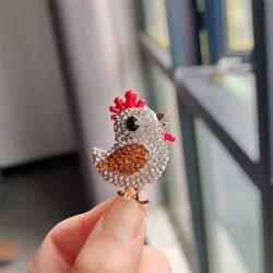 women rhinestone studded chicken brooch clothing accessories animal pins jewelry