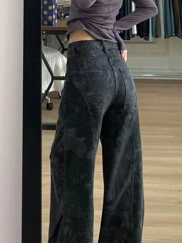 

plus Size Vintage American Style Wide Leg Jeans Women Autumn Winter High Waist Slim Straight Cut Trousers Pear Shaped Body
