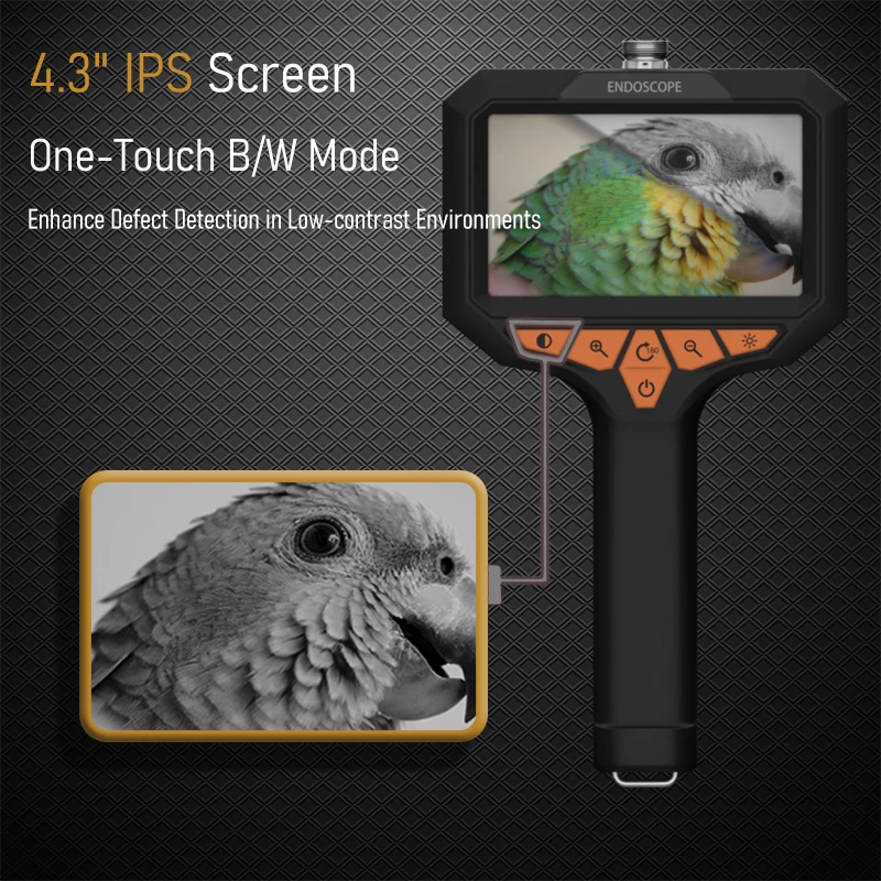 4.3'' IPS Screen Industrial Endoscope Camera Waterproof 8MM Probe With 8LEDs Car Pipe Inspection Borescope 2M-100M Rigid Cable