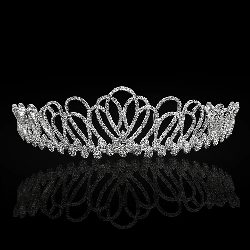 YYSuniee Elegant Silver Color Tiaras and Crowns for Women Crystal Headpiece Bridal Wedding Hair Accessories Birthday Cake Topper