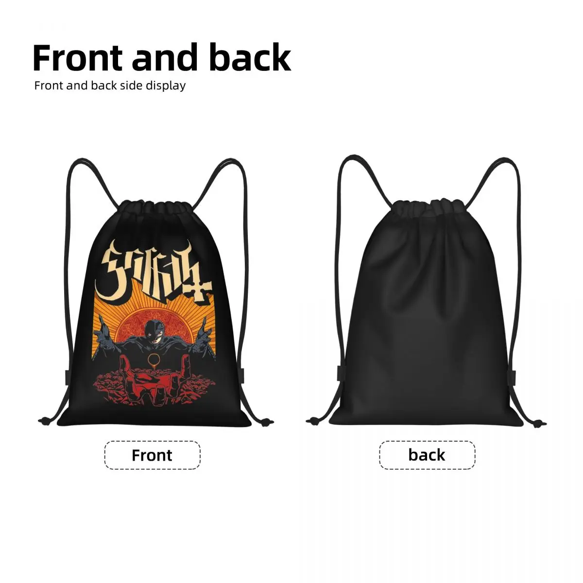 Custom Heavy Metal Rock Band Ghost Drawstring Bag Men Women Lightweight Sports Gym Storage Backpack