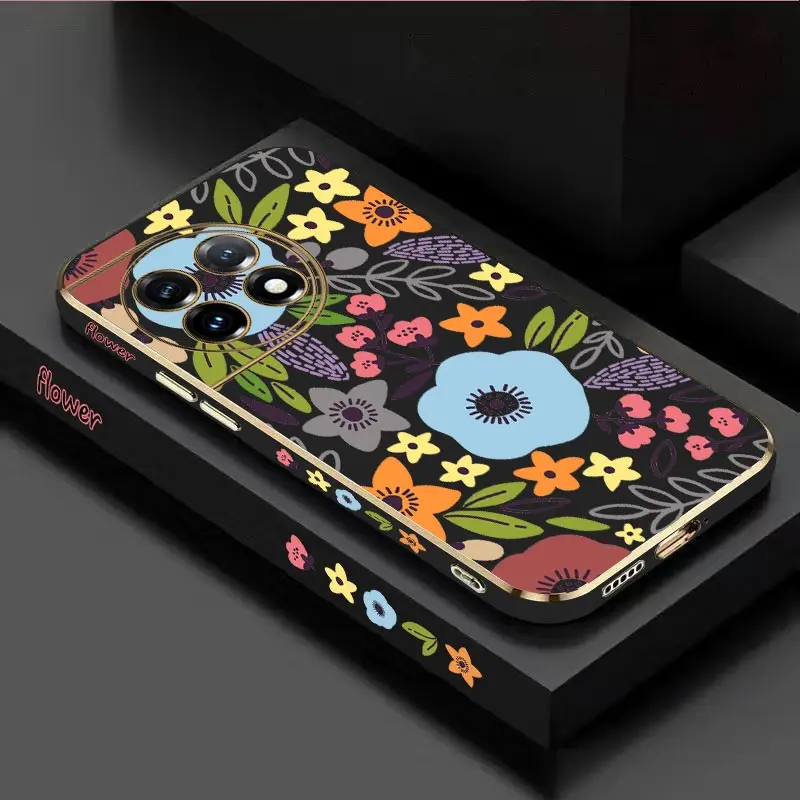 Gorgeous Flower Luxury Plating Phone Case For Oneplus 11R 11 11Pro 10R 10T 10Pro 9RT 9 9Pro 9R 8T Ace2 Ace2V Ace2Pro Ace Cover