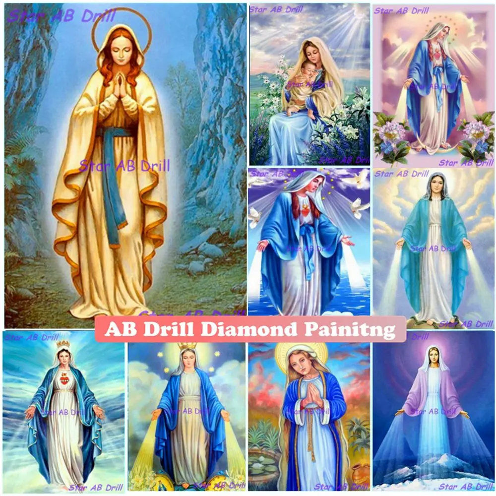 

New Arrival Virgin Mary Diamond Painting Religious Baby 5d Diy AB Drill Mosaic Embroidery Cross Stitch Kit Art Home Decor Gifts