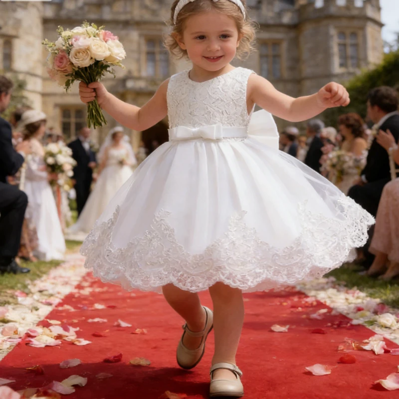 Baby White Baptism Princess Dress Wedding Costume Kids Dress For Girls Birthday Evening Party Red Dress Flower Wedding Vestidos