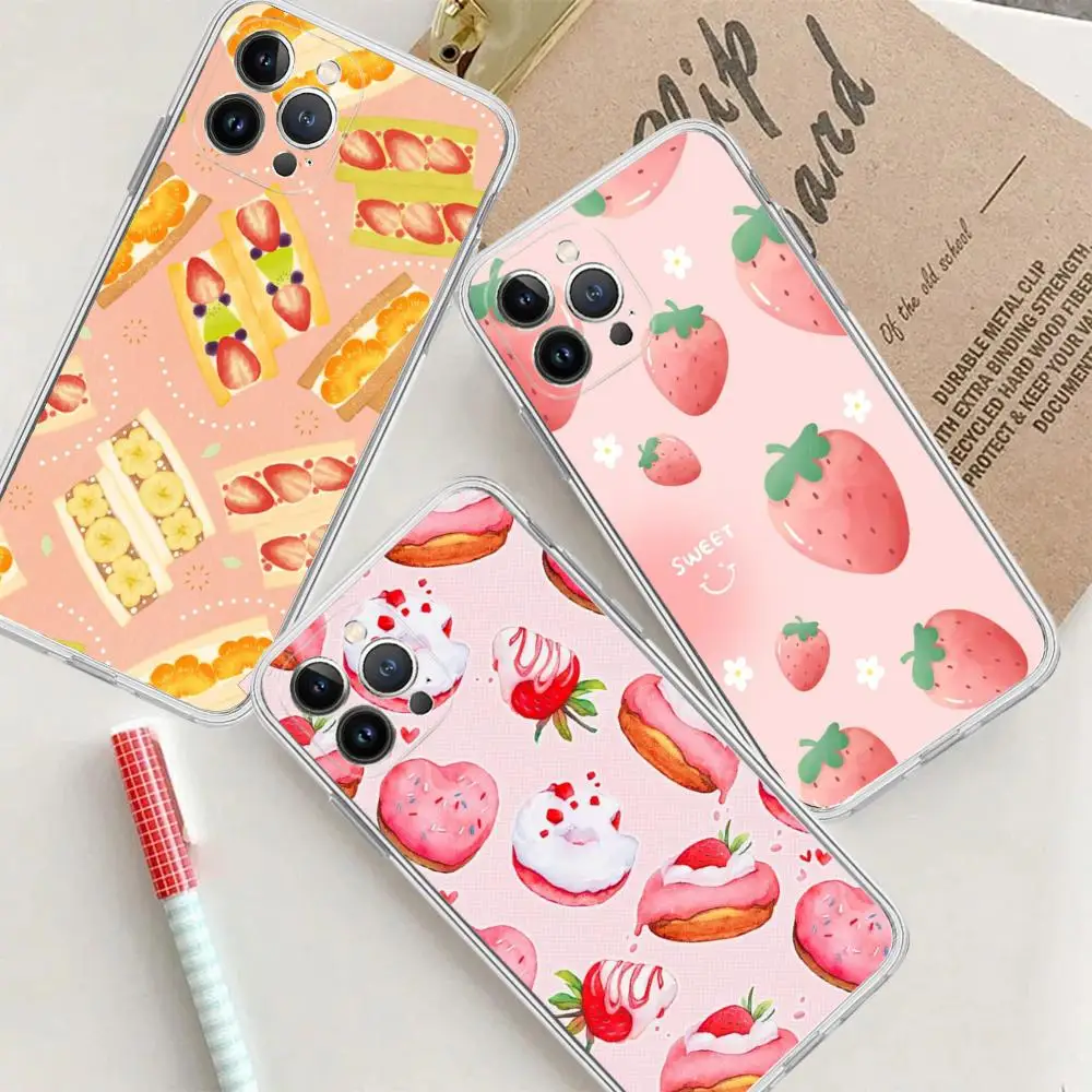 Strawberry fruit cute Phone Case For iPhone 15 14 13 12 Mini 11 Pro XS Max X XR SE 6 7 8 Plus Soft Silicone Cover