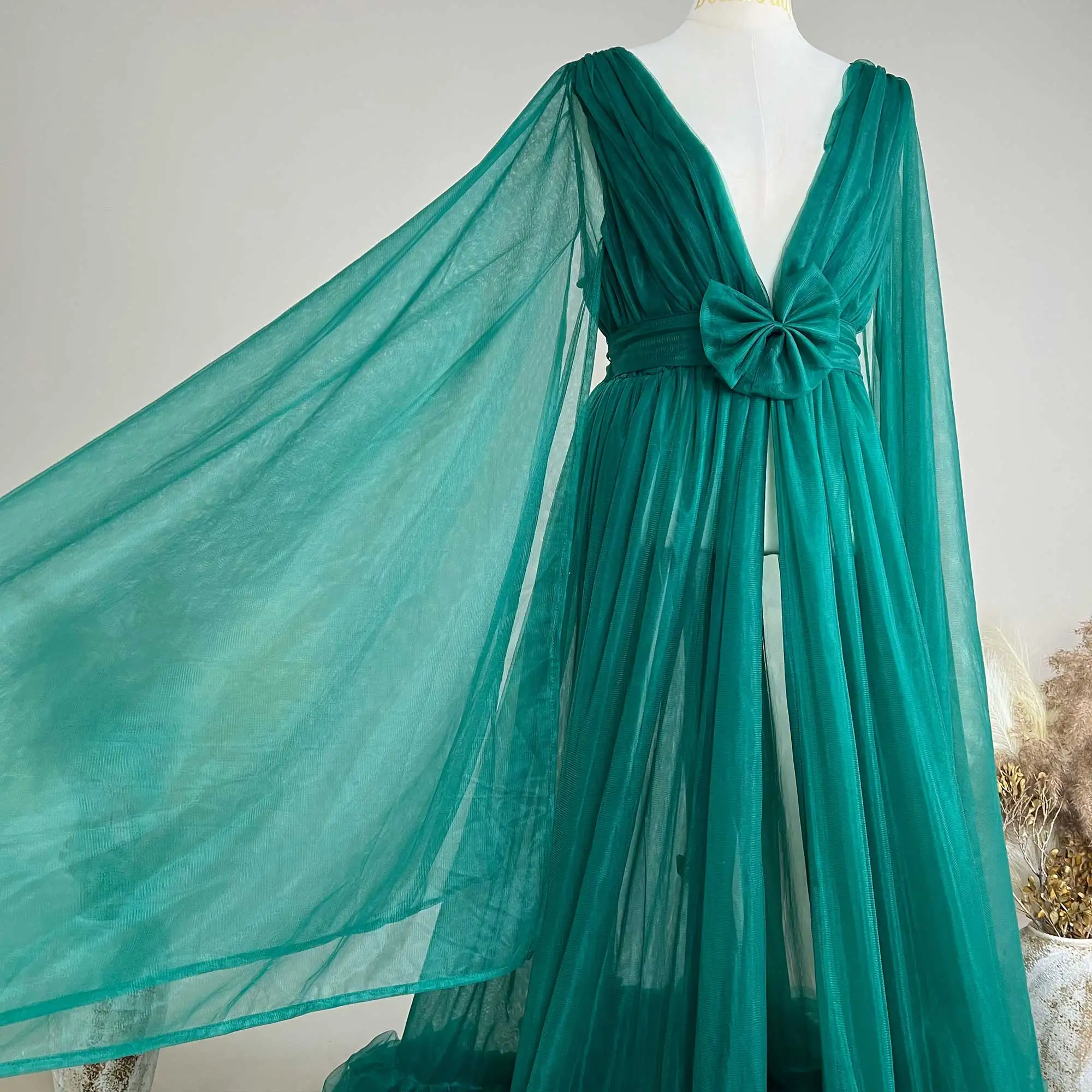 

Элегантное зеленое платье макси Don&Judy с V-образным вырезом и разрезом спереди, универсальное платье для беременных и не беременных, для фотосессий, реквизит для фотосъемки, детская одежда