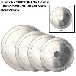 1 adet elmas testere bıçağı kesme diski 100/110/120/150mm 20mm delik süper ince özlü cam taş Amber kesme aleti aksesuarı