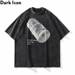 Dark Icon US Dollar Oversized Hip Hop T-shirt Men 2024 Summer Men's Tshirt Cotton Tee Shirts