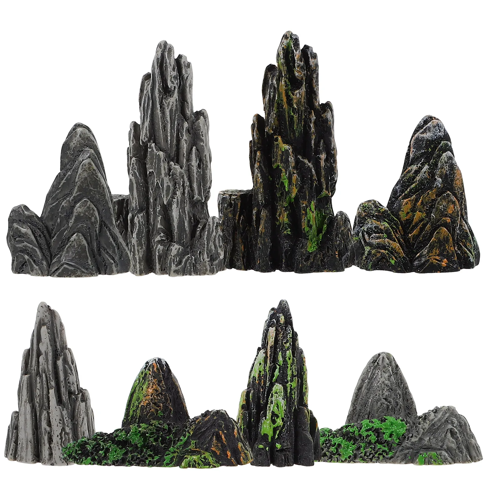 

8Pcs Rockery Decor Micro Landscape Outdoor Garden Fish Tank Mini Rockery Ornament Delicate Resin Mountain Statue Home Decoration