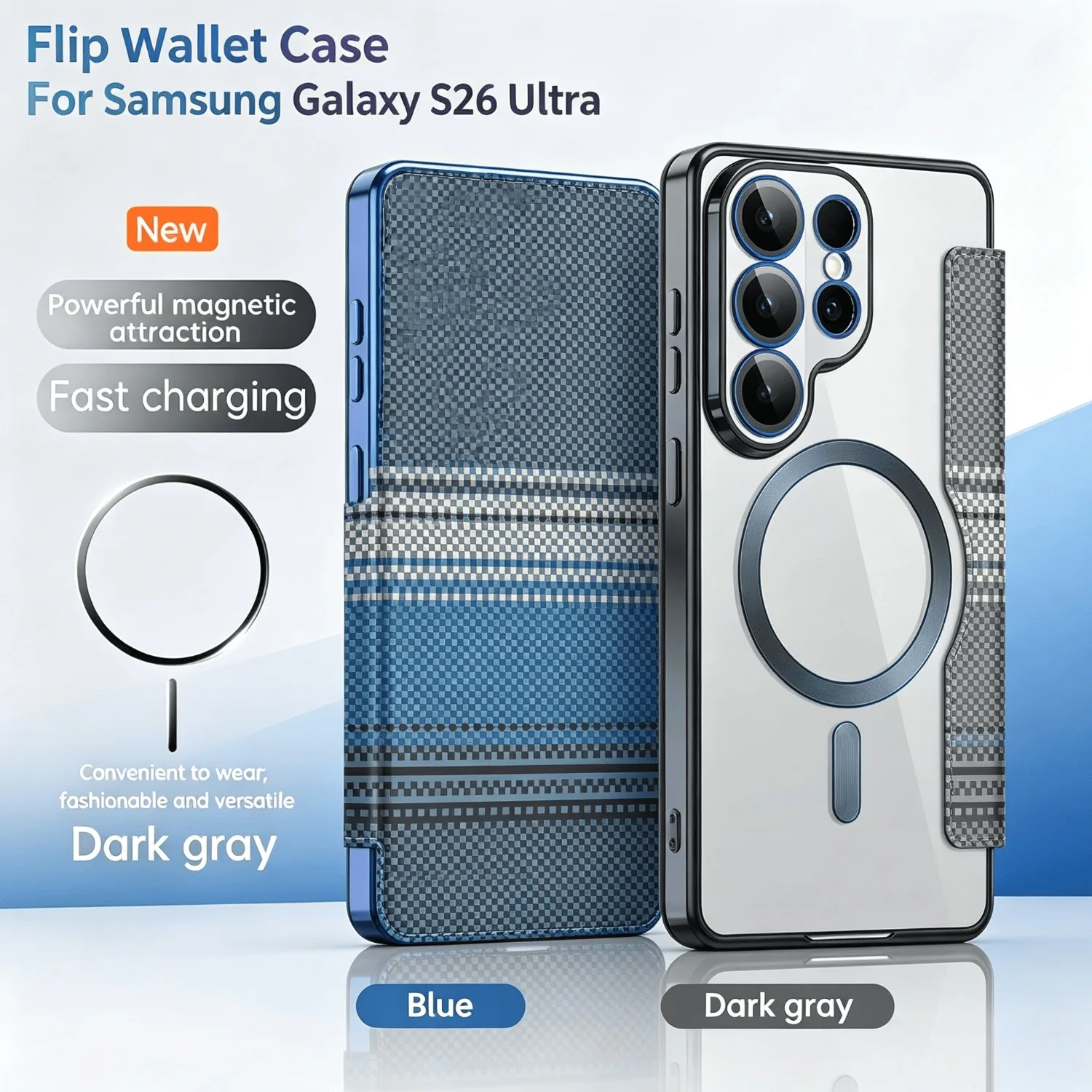 Kevlar Carbon Fiber Texture Leather Case for Samsung S26 S25 S24 S23 S22 Plus Ultra Magnetic Flip Card Slot Plating Clear Cover
