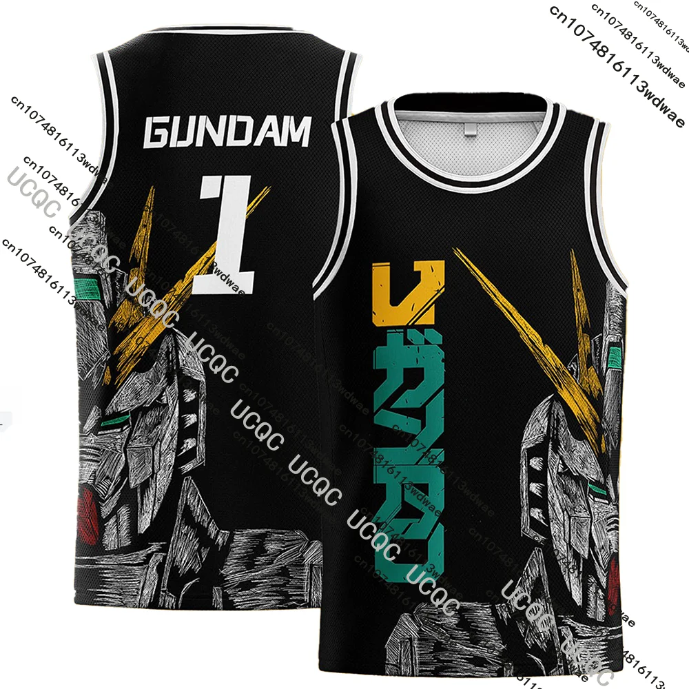 حار بيع 2025 Gundam أنيمي تانك القمم رجل Gundam نموذج تأثيري ثلاثية الأبعاد طباعة التدريب عادية تنفس الرياضة طفل كرة السلة سترة