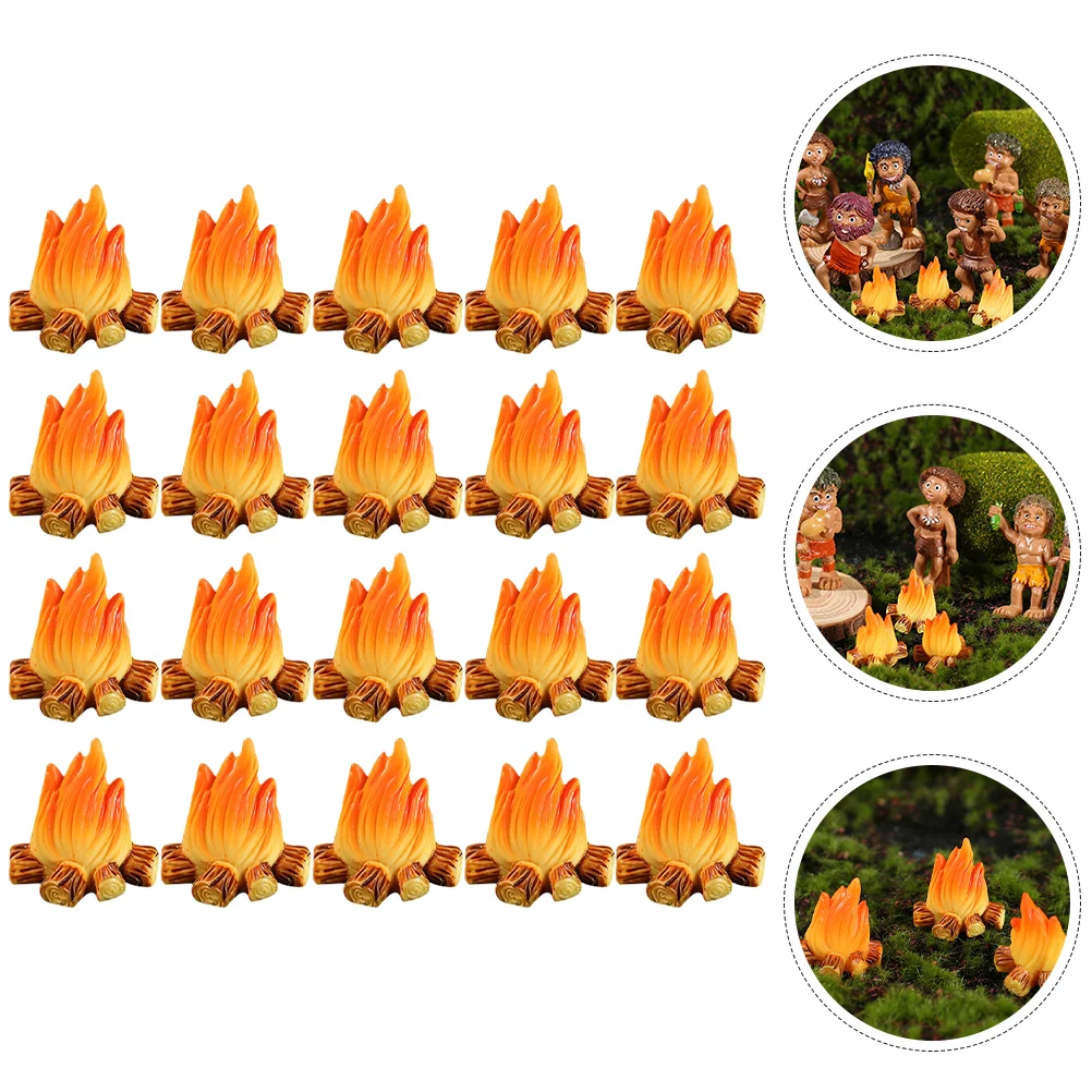 

24 Pcs Handmade Ornaments Fake Fire Pretend Campfire Toy Miniature Dollhouse Accessories Resin Crafts Supplies Micro Toys