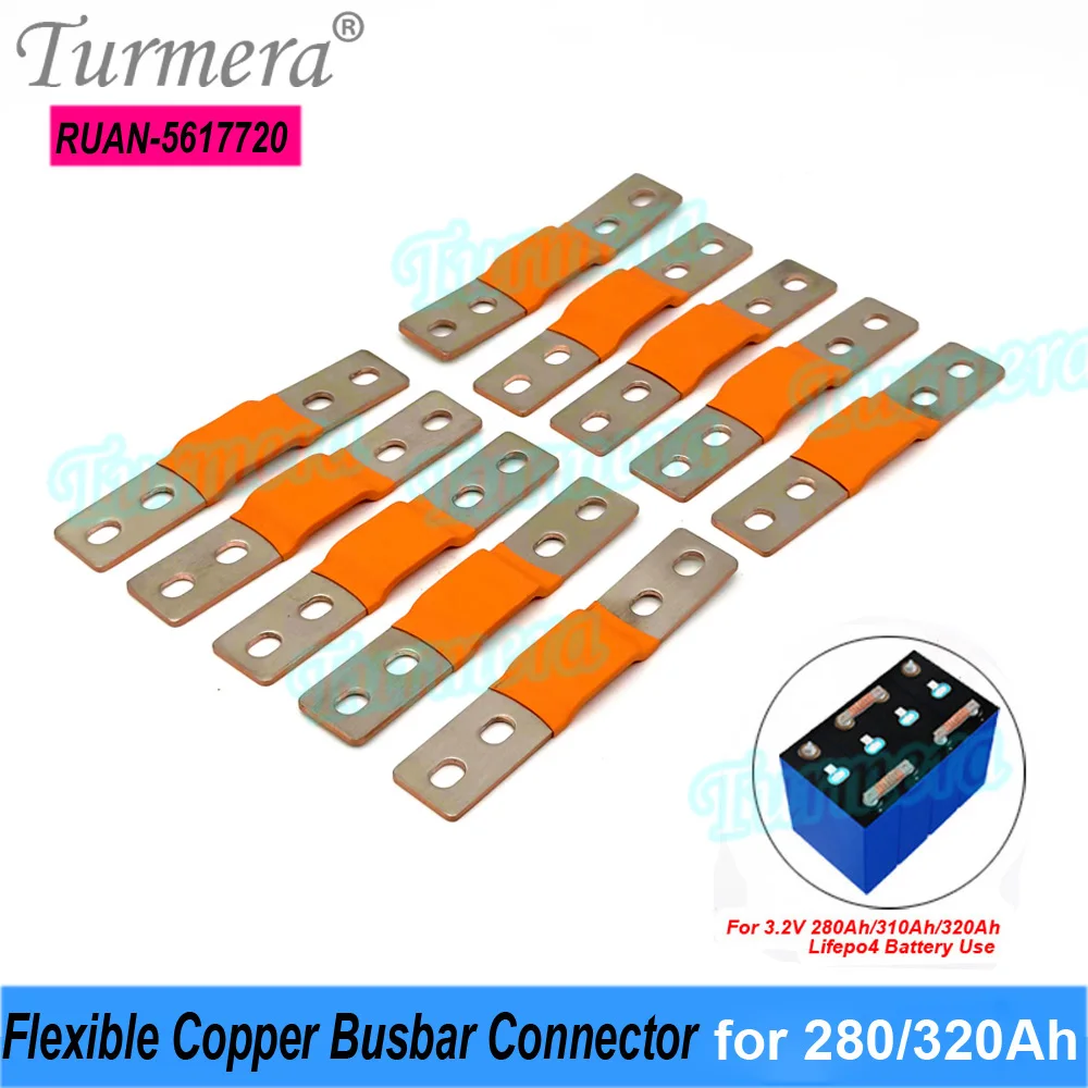 Turmera 12V szyna zbiorcza Lifepo4 bateria elastyczny łącznik miedziany otwór do otworu 56mm 73mm 2mm 400A dla 280Ah 320Ah Lifepo4 użycie baterii