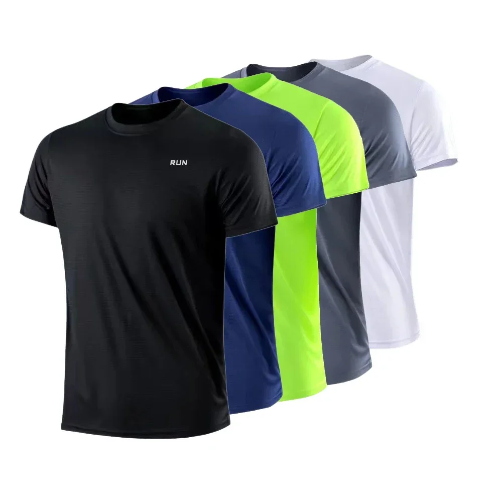 Men Fitness Gym t-Shirt Quick Dry Sport Running Shirts Man Short Sleeve Bodybuilding Top Training Football Jersey Man Sportswear