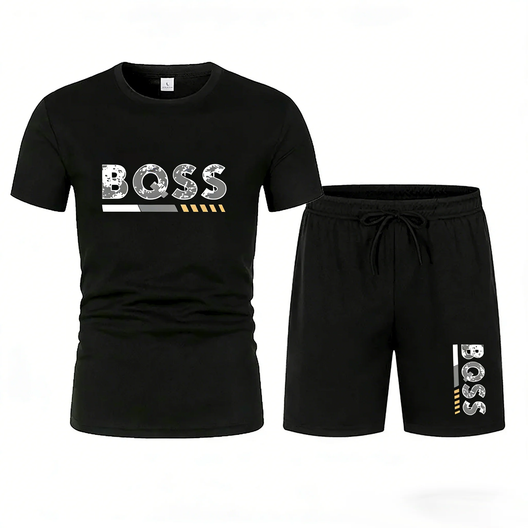 

Summer men's short sleeved set, casual fashion, men's quick drying summer sports set, breathable mesh short sleeved T-shirt shor