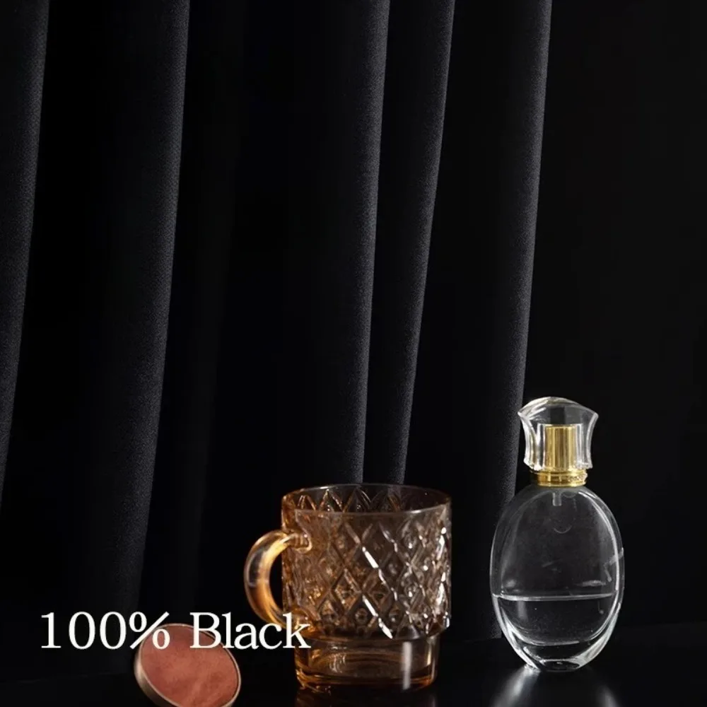 ستائر مخملية سوداء على الطراز الأمريكي مقاومة للضوء بالكامل ومضادة للشمس وغرفة النوم وغرفة المعيشة ستائر عصرية جديدة من القماش المخملي مخصصة #3