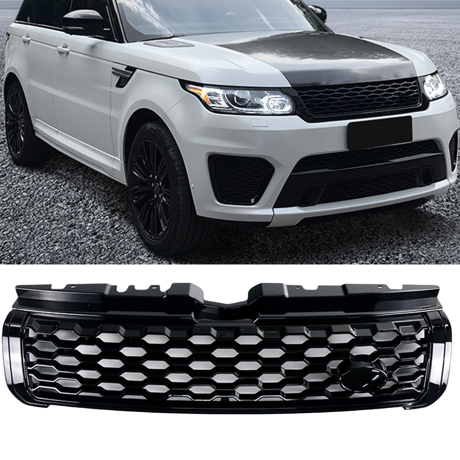 

Racing Grill Front Grille For Land Rover Range Rover Evoque 2012-2019 LR083605 Honeycomb Style Black Upper Bumper Hood Mesh Grid