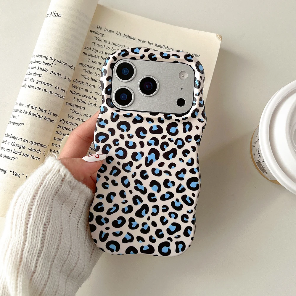 Modische 2-in-1-Handyhülle mit Leopardenmuster für iPhone 13 14 15 16 17 18 Pro Max, Wellenkanten, angenehme Haptik, harte, schlanke Rückseite – Detail 4