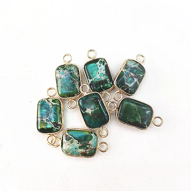 4PCS Natural Imperial JASPER STONE CONNECTORS RECTANGLE SHAPE 10X14MM DIY LOOSE BEADS GOOD FOR YOUR JEWELRY DESIGNS