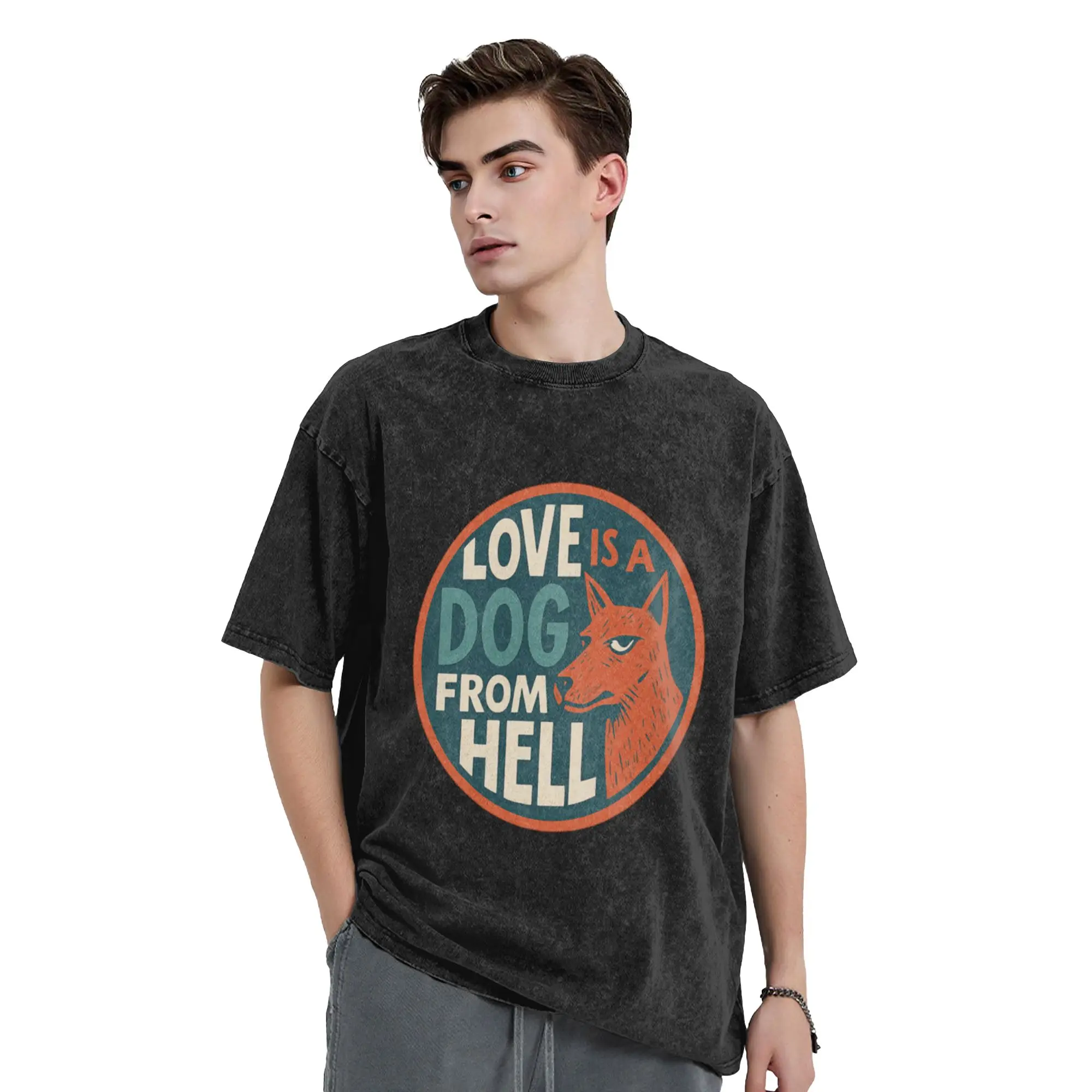 Love is a Dog From Hell Classic Stylish A Vintage Oversized Cotton Unisex T-Shirts