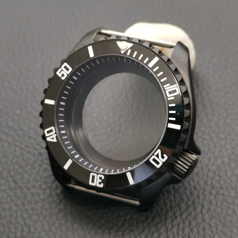 

42mm Black SKX007 SRPD Watch Case Dome Double Sapphire Glass Fits NH35 NH36 4R 7S Movement Transparent Back Cover Cases Modified