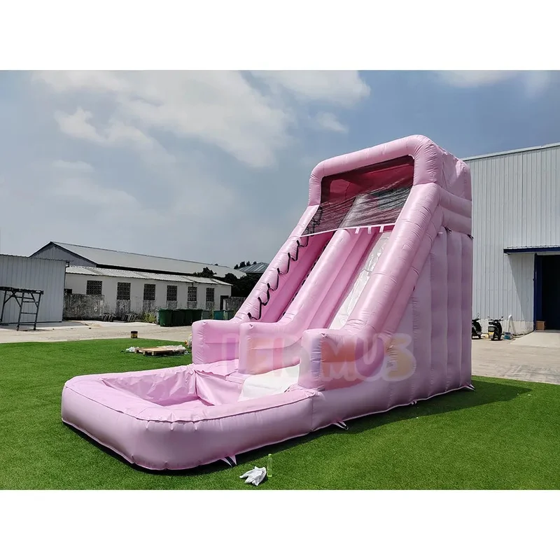 Pastel Pink Inflatable Water Slide With Splash Pool Large Commercial Inflatable Waterslide for Outdoor Backyard Water Play