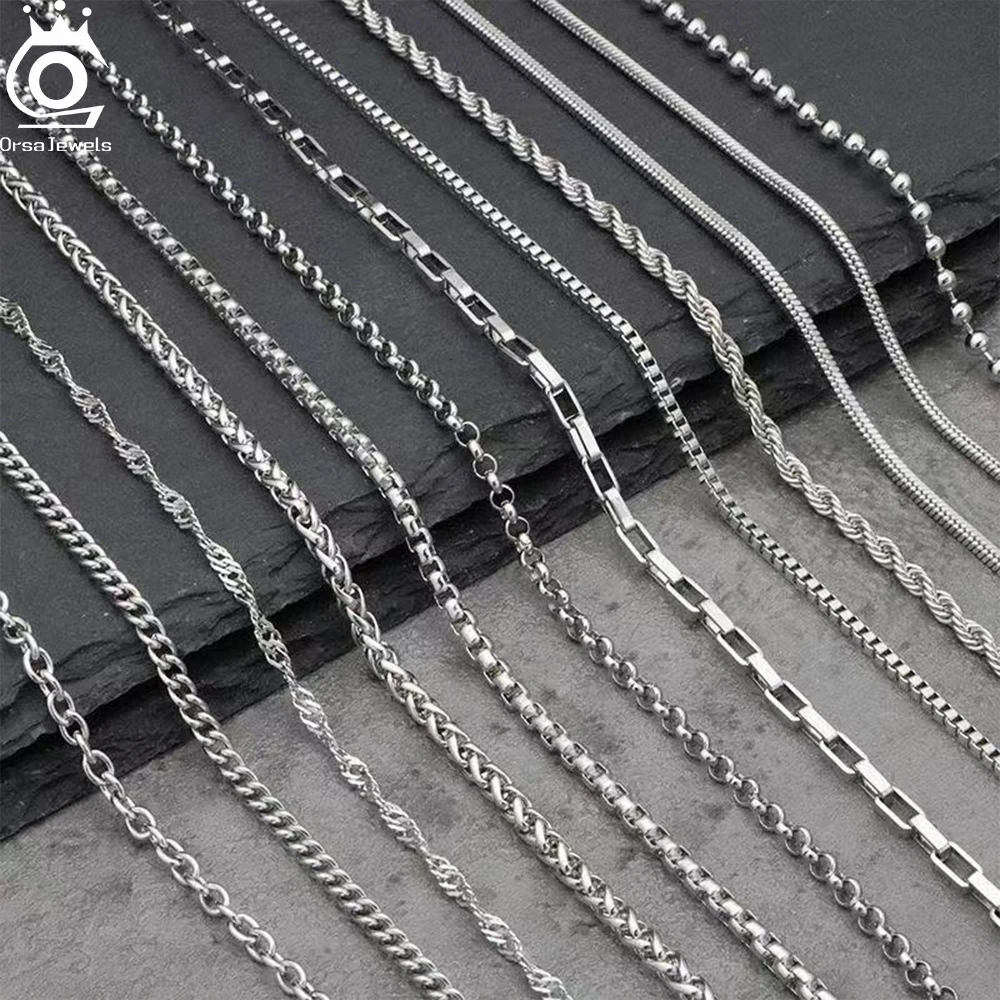 

ORSA JEWELS 925 Sterling Silver Chain Necklaces Fashion Party for Men Women DIY Jewelry Simple High Quality 16-24 Inch Wholesale