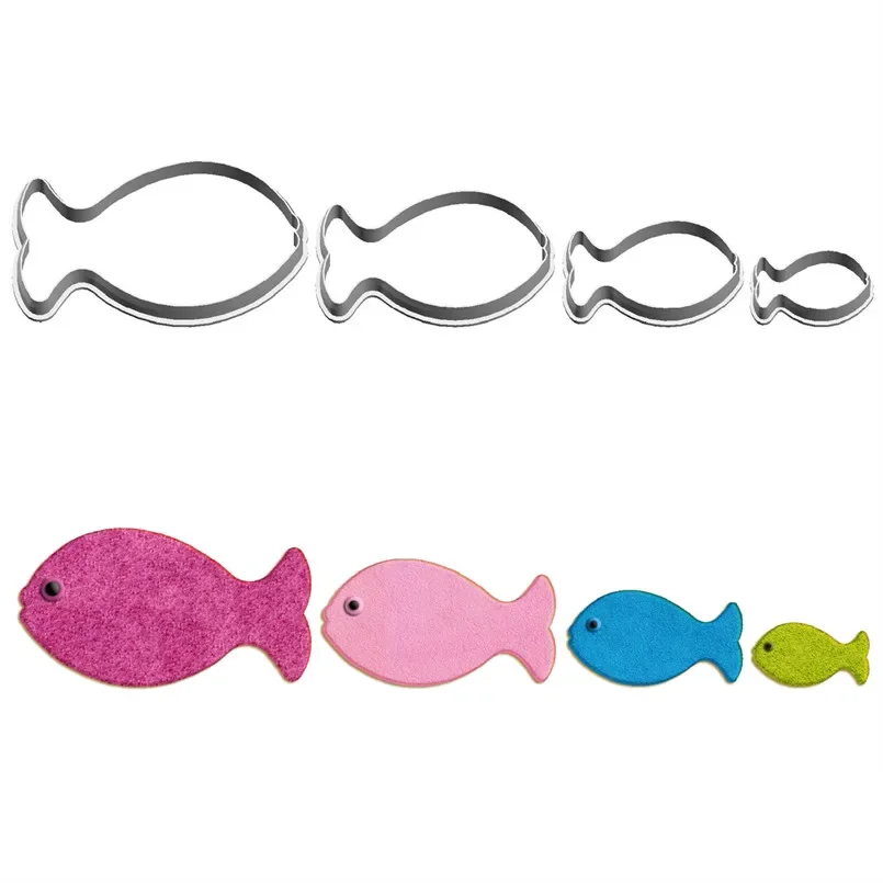 Four Specifications Cartoon Aquatic Animal,Gluttonous Fish,Plastic Molds,Cake Pastry Fondant Decorate Tools,Cookie Cutters