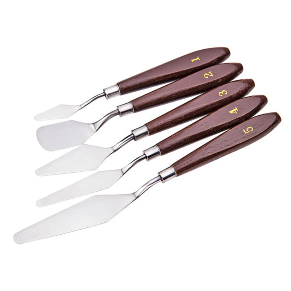 

5pcs Oil Painting Scrapers Spatulas Stainless Steel Blades Canvas Drawing Tools Supplies Painting Kits