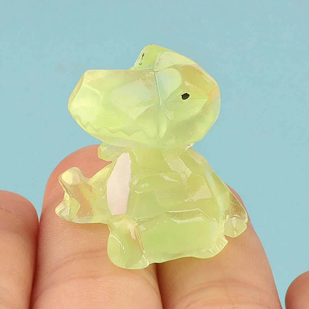 

12 Pcs Luminous Dinosaur Ornaments Mini Resin Figures Glow The Dark Statue Model Manual Little Figurines