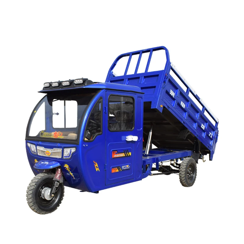 enclosed  dump tricycle and freight motor tricycle fuel gasoline motorized tricycle for cargo