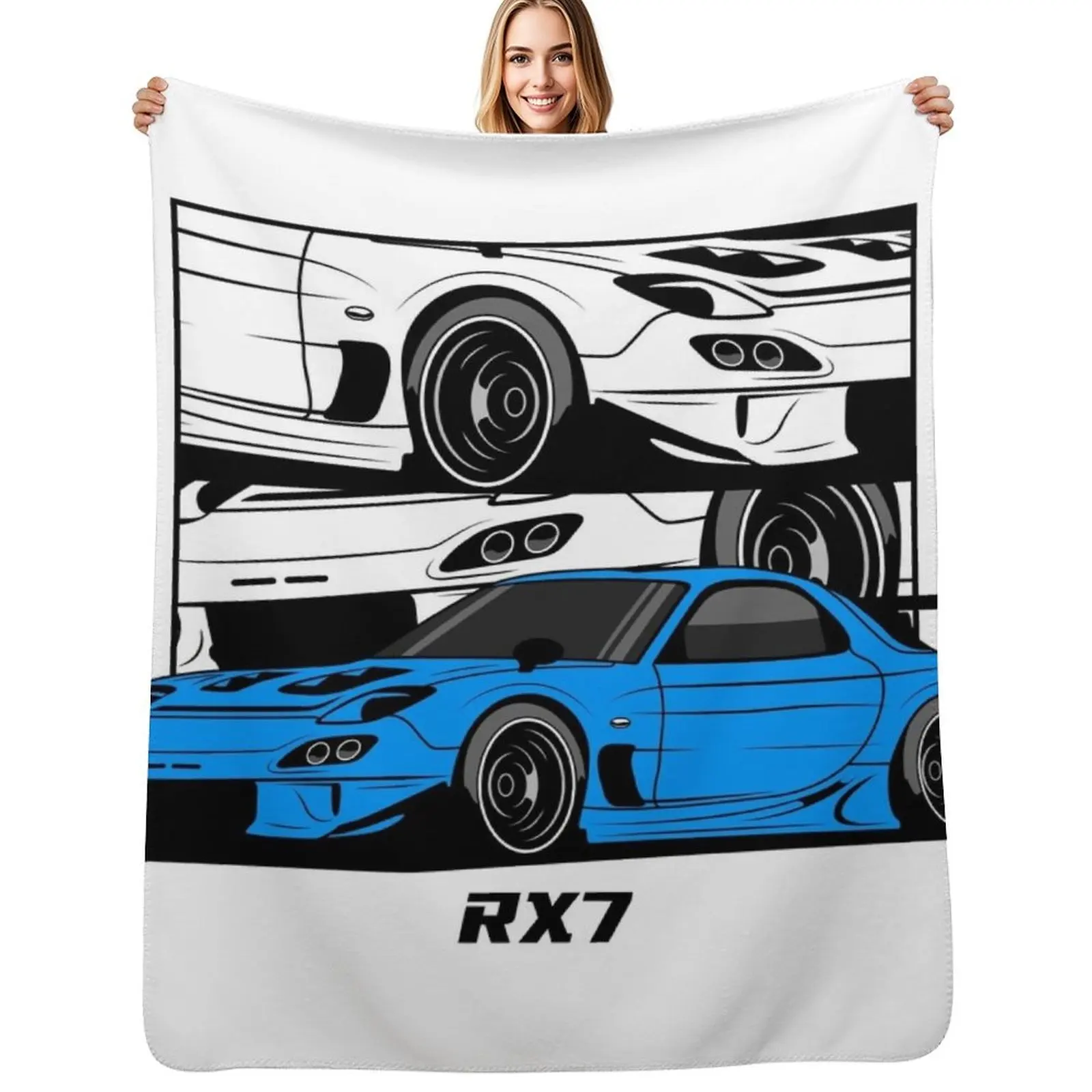 Blue RX 7 Comic Throw Blanket Cozy Throw Blanket Birthday Gift for Him Her