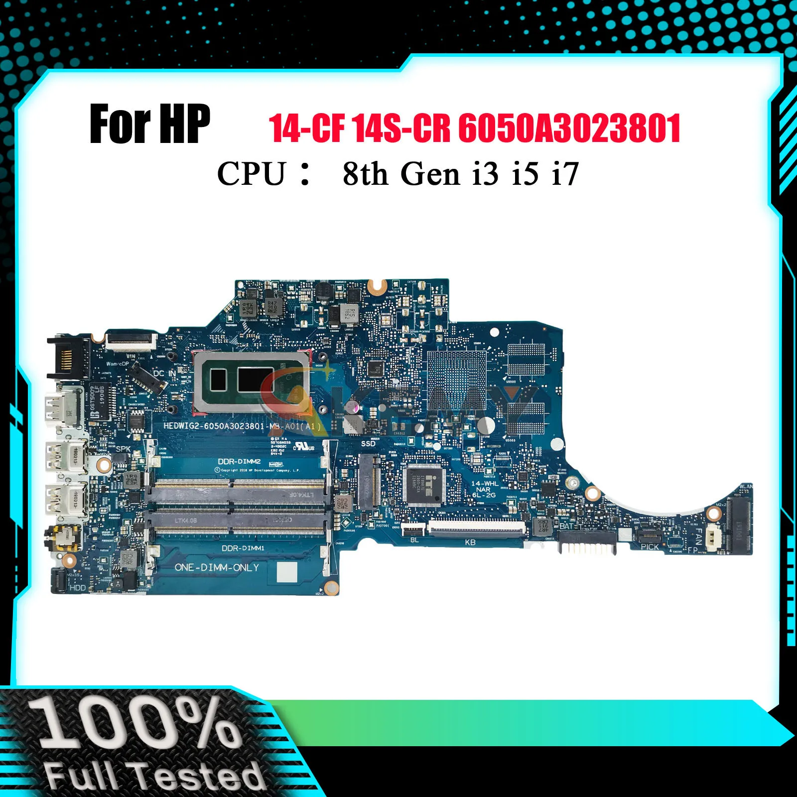 

6050A3023801 с процессором i3 i5 i7 8-го поколения для материнской платы ноутбука HP Pavilion 14-CF 14-CR L38210-601 L38210-001 100% полностью протестировано