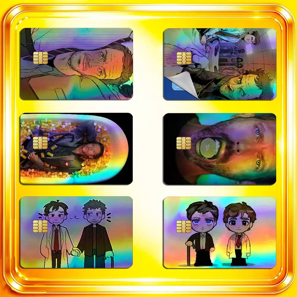 For TV Show House Credit Bank Sticker ID Access Card Cover Skin Rainbow Color Laser Stickers Film