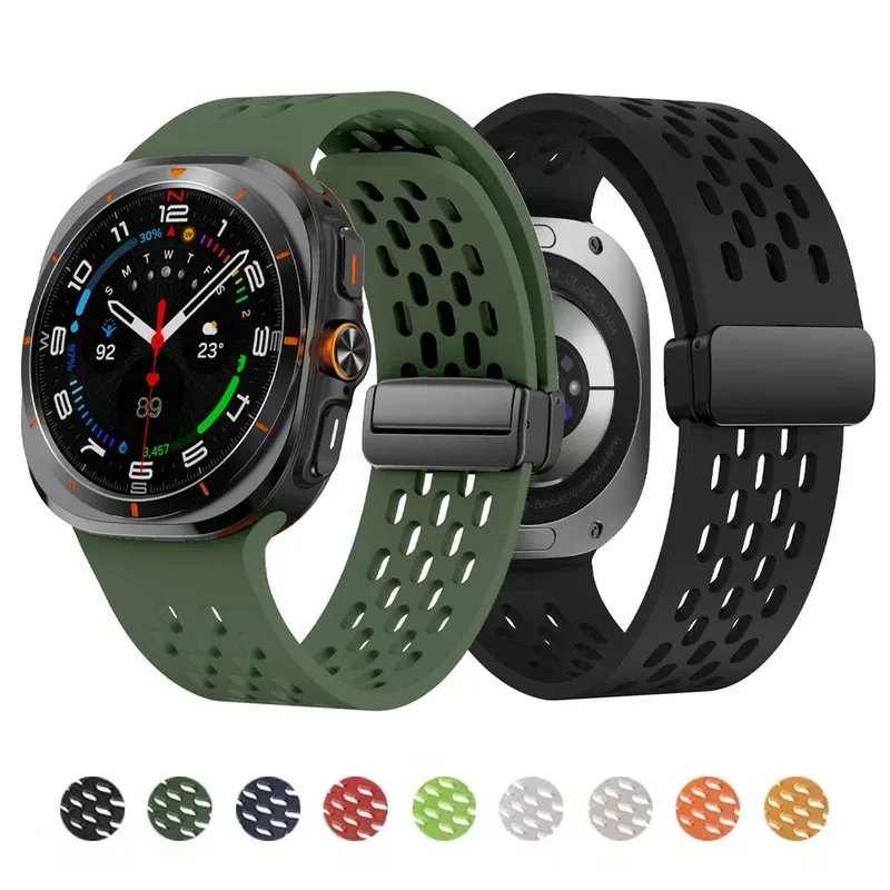 

Strap for Samsung Galaxy Watch Ultra 47mm accessories Breathable Silicone Magnetic Bracelet correa galax y watch 7 8 ultra band