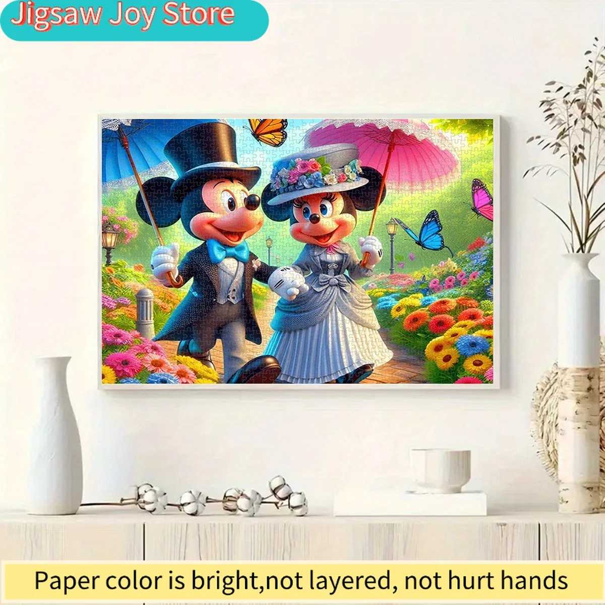 

Mickey & Minnies Garden Stroll Butterfly Fluttering Thick Durable White Card Design Best-Selling Jigsaw, Exquisite Packaging B