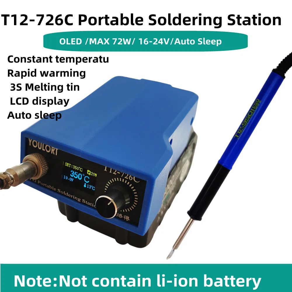 T12-726C Cordless Soldering Iron Station For 16-24V Max Li-ion Battery For 9501  handle Makita Battery Electric Solder