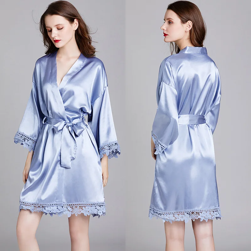 

Women Sexy Bathrobe Kimono Gown Solid Color Loose Sleepwear Bridal Bridesmaid Robe Intimate Lingerie Nightwear Casual Nightdress